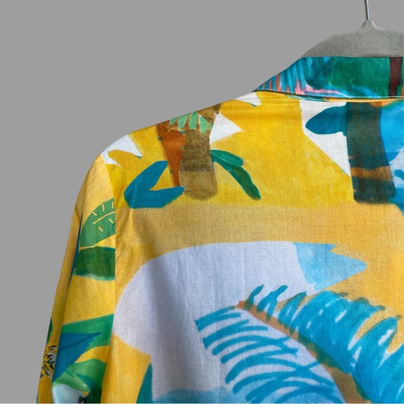 SEZANE x G. KERO Aqua Blue & Yellow Colorful Tropical Pierro Button Down Shirt - Picture 11 of 15